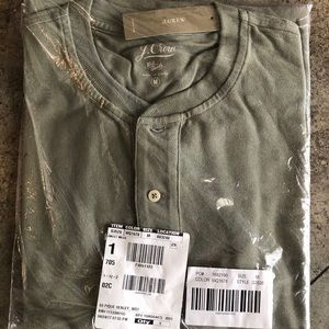 J. Crew Moss Green Pique Henley - Medium